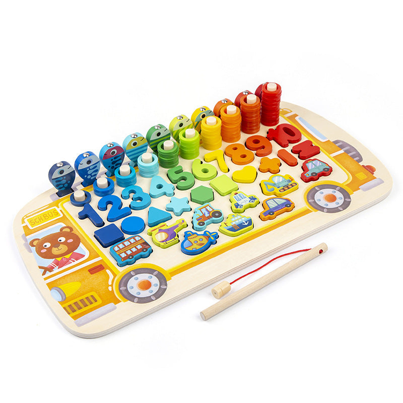 Five-in-One Wooden Educational Toy for Early Learning